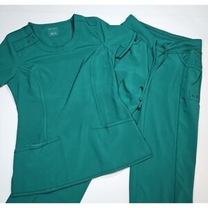 Cherokee Infinity Womens Green Scrub Set Top & Pants Size Small / Small Tall